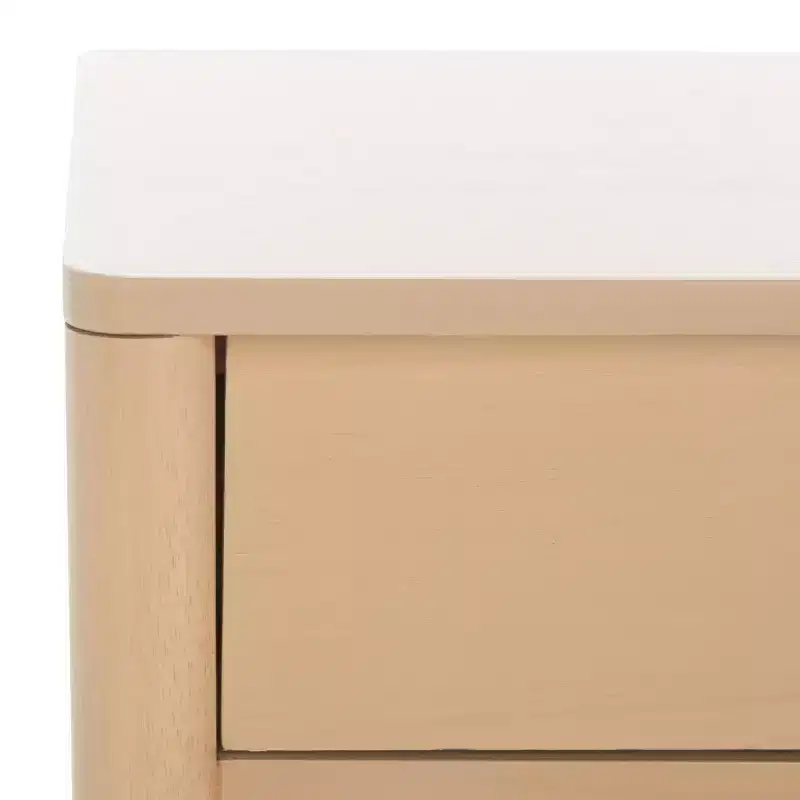 1-Drawer Rubberwood Nightstand with Open Shelf, Whitewash Finish, No Assembly