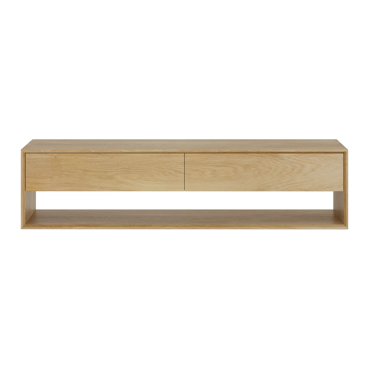 Natural Oak Entertainment Cabinet with Storage for Living Room