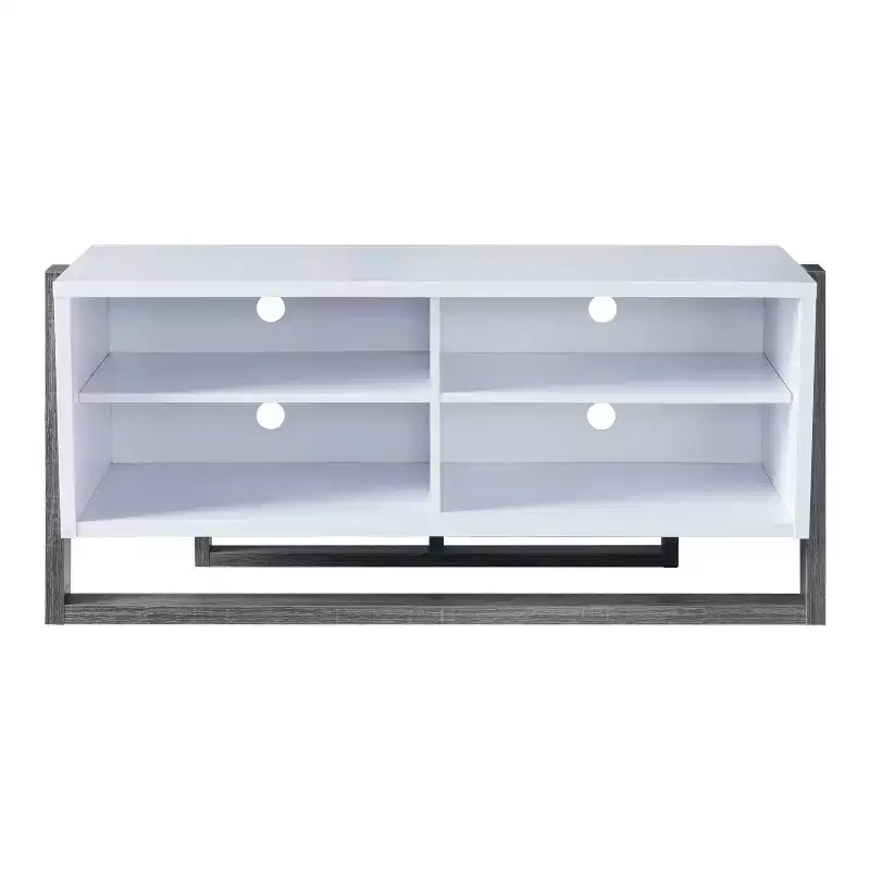 TV Stand for TVs up to 56 Inch in Gray with Two-Tone Finish Open and Adjustable Shelves