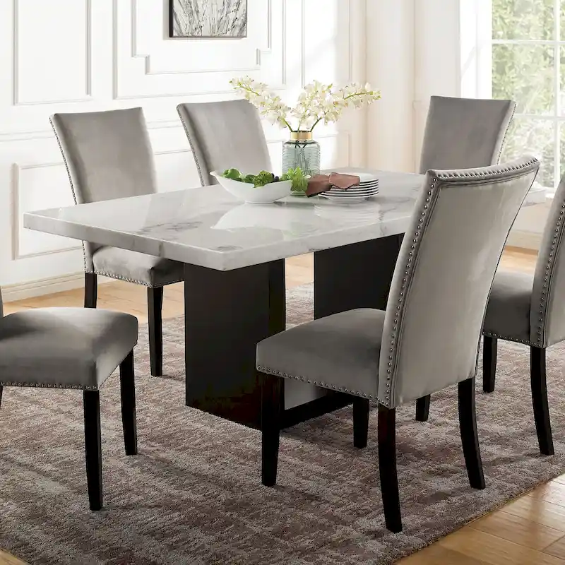 White 70-inch Marble Dining Table