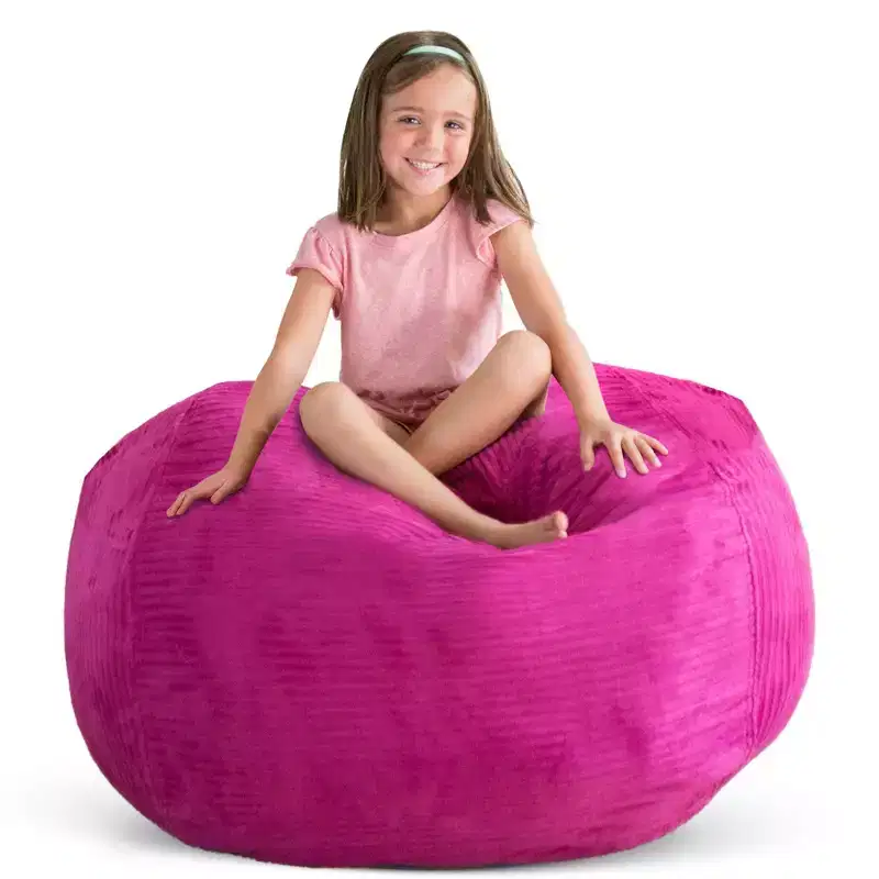 Stuff 'n Sit Large 33'' Bean Bag Storage Cover for Stuffed Animals & Toys - Hot Pink Corduroy - Toddler & Kids