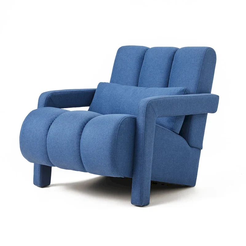 Navy Blue Modern 27.5 Accent Chair with Pillow