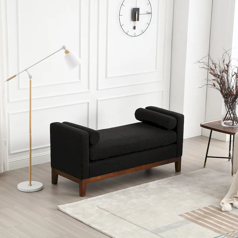 Upholstered Bench with Wood Legs
