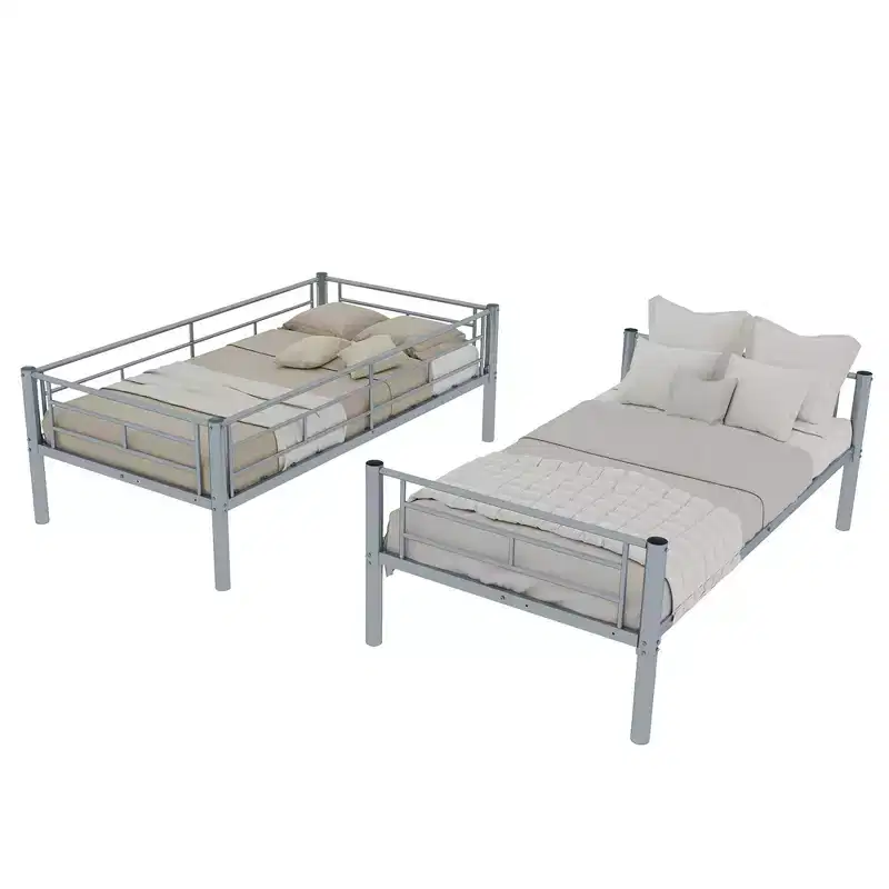 Luxystar Twin Over Twin Metal Bunk Bed, Convertible 2 Beds