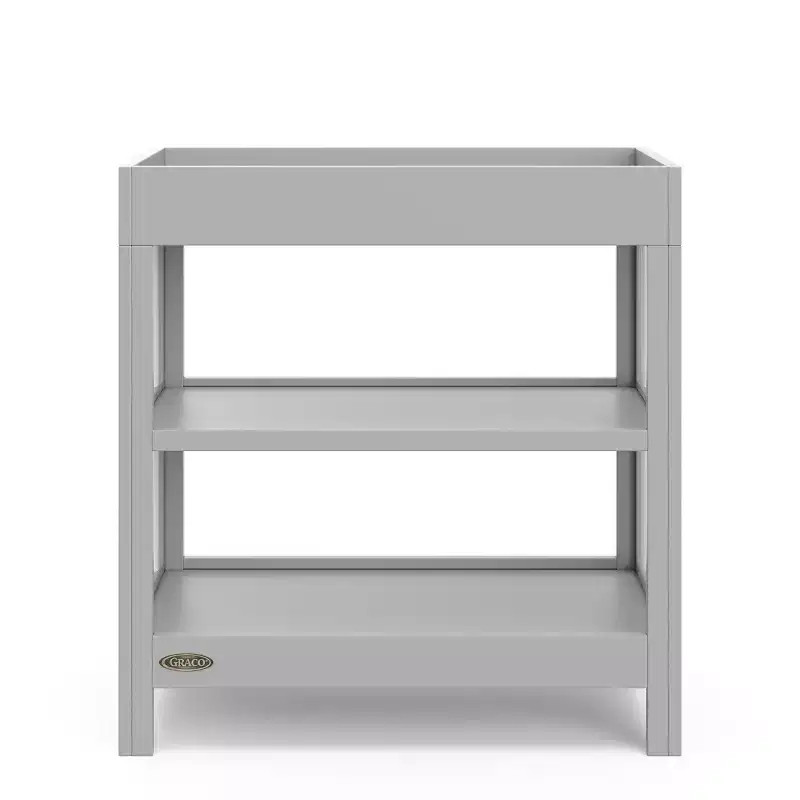 Baby Changing Table with Water-Resistant Pad & 2 Open Shelves – GREENGUARD Gold Certified, White