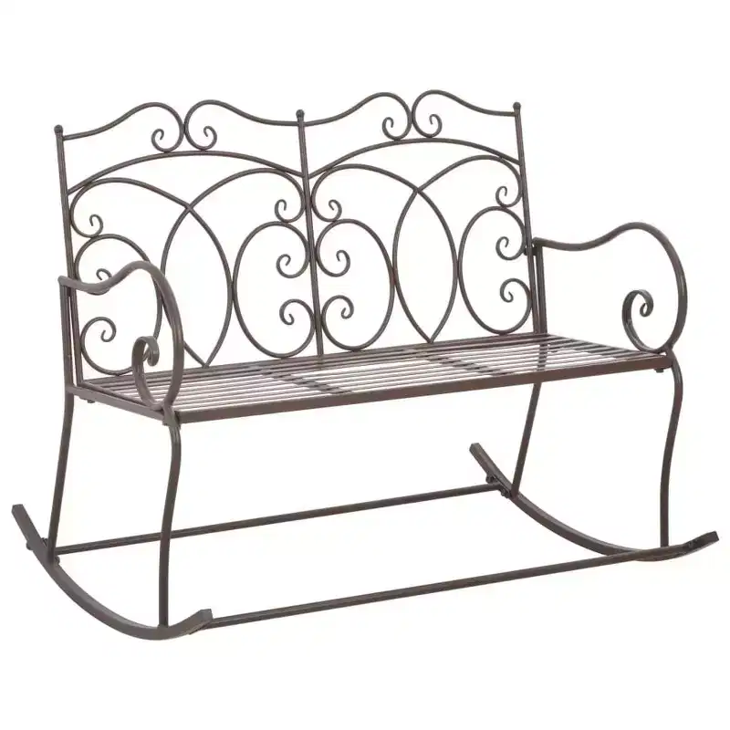 vidaXL Garden Bench Antique brown Wrought iron Medium Garden Bench