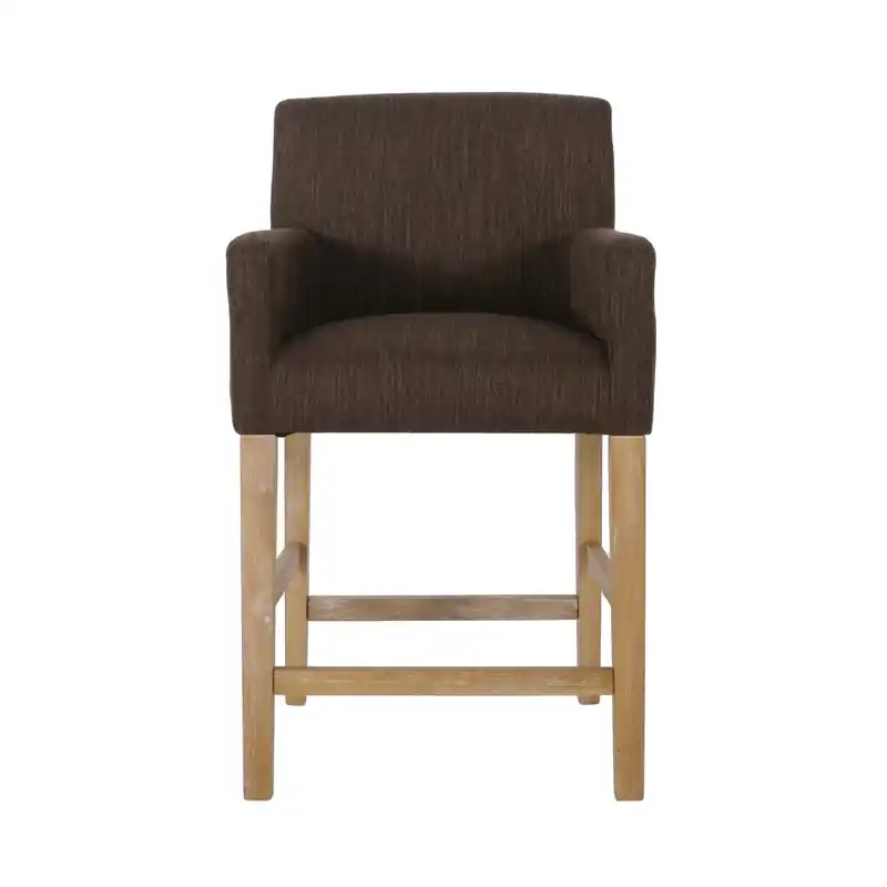 26 Seat Height Counter Stools Set Of 2 With Upholstered Fabric And Solid Wood Legs
