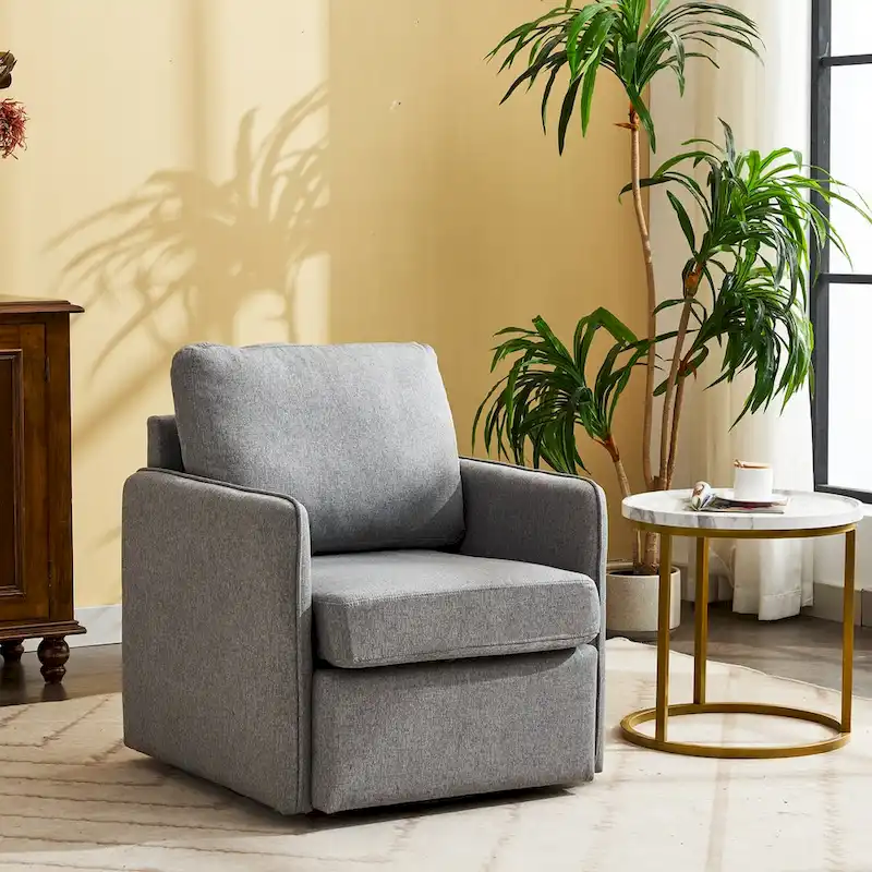 Linen Swivel Accent Chair