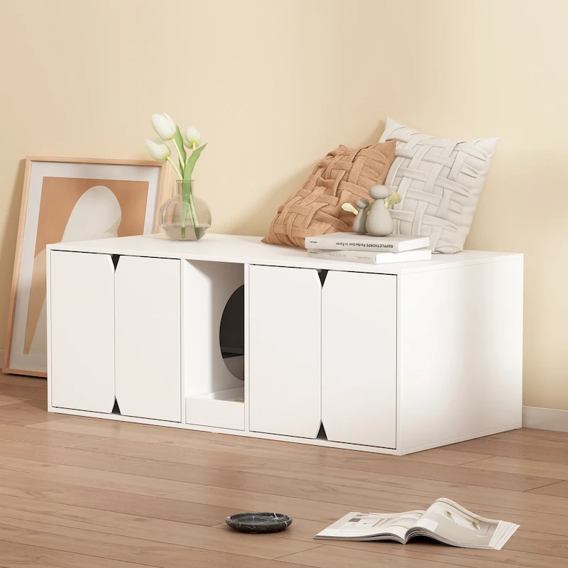 Cat Litter Box Enclosure for 2 Cats, Cat Washroom Storage Cabinet