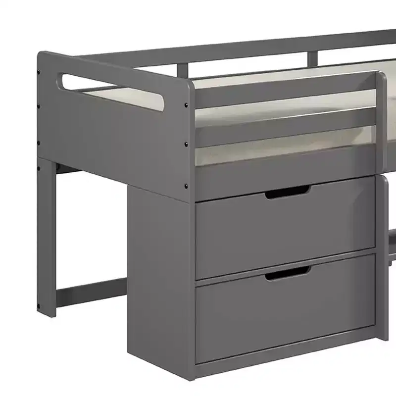 77"Twin Loft Bed Fabiana Loft and Bunk Bed Gray Finish - Acme Furniture