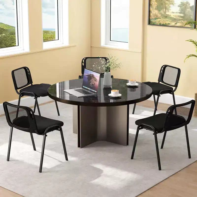 Costway Mesh Conference Room Chairs Set of 5 with Upholstered Fabric Seat for Home Office