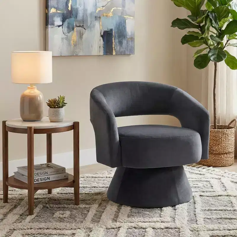 Velvet Swivel Accent Chair, 1-Seat