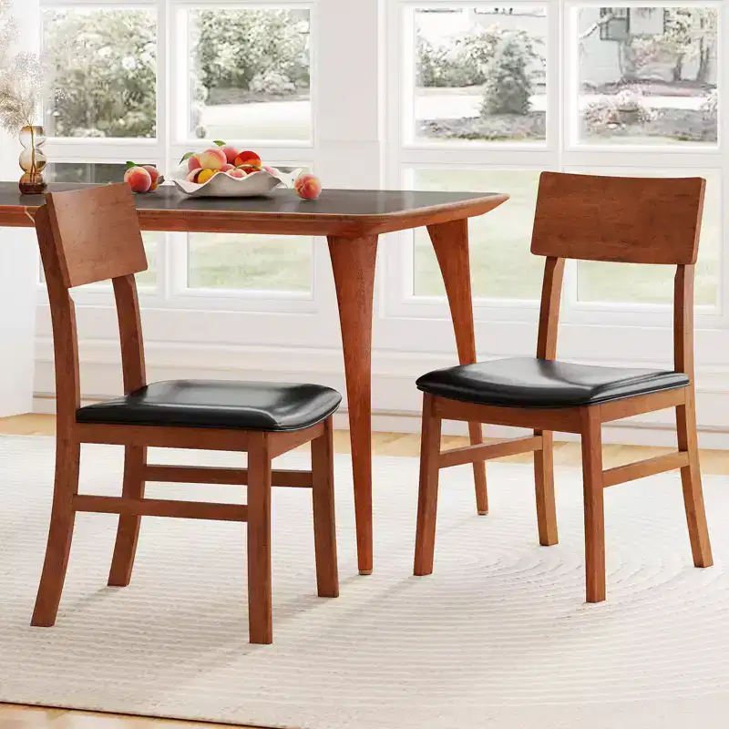 Costway Dining Chairs Set of 2/4 with Rubber Wood Legs & Upholstered Seat Curved Backrest