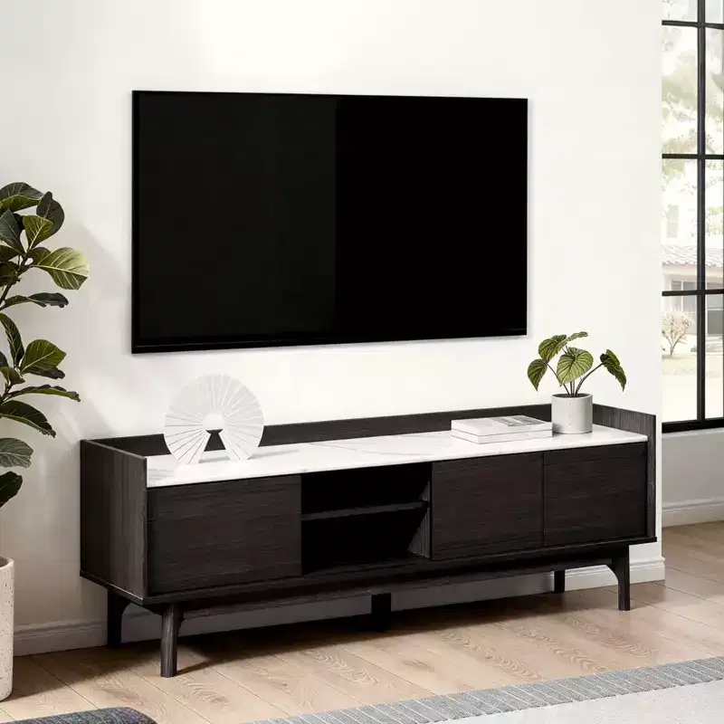 TV Stand for TVs up to 70 Inches with LED Lights and Power Outlets
