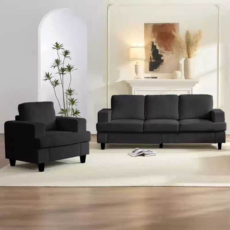 Mjkone 82Chenille 3-Seat Straight Sectional Sofa with 56''Armchair,2 Piece Living Room Sectional Sofa Furniture Sets