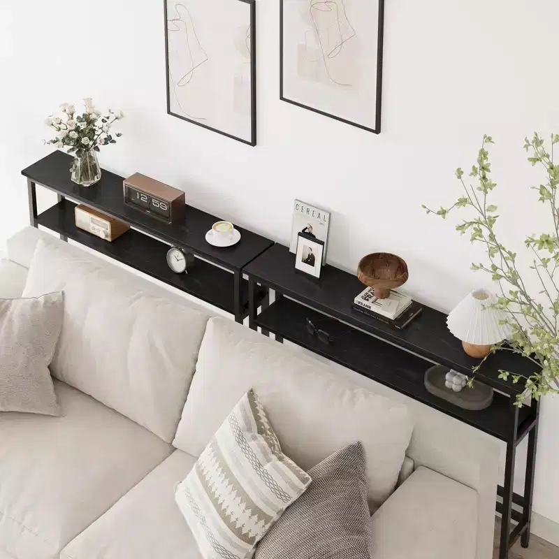 Narrow Console Table,5.9Slim Entryway Table,2 Tier Console Tables for Entryway, Industrial Skinny Sofa Table with Adjustable Shelf,Behind Couch Tabl