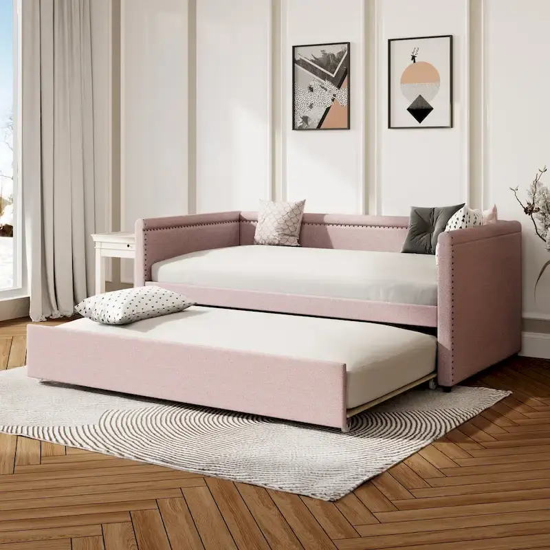 Upholstered Twin Daybed with Trundle