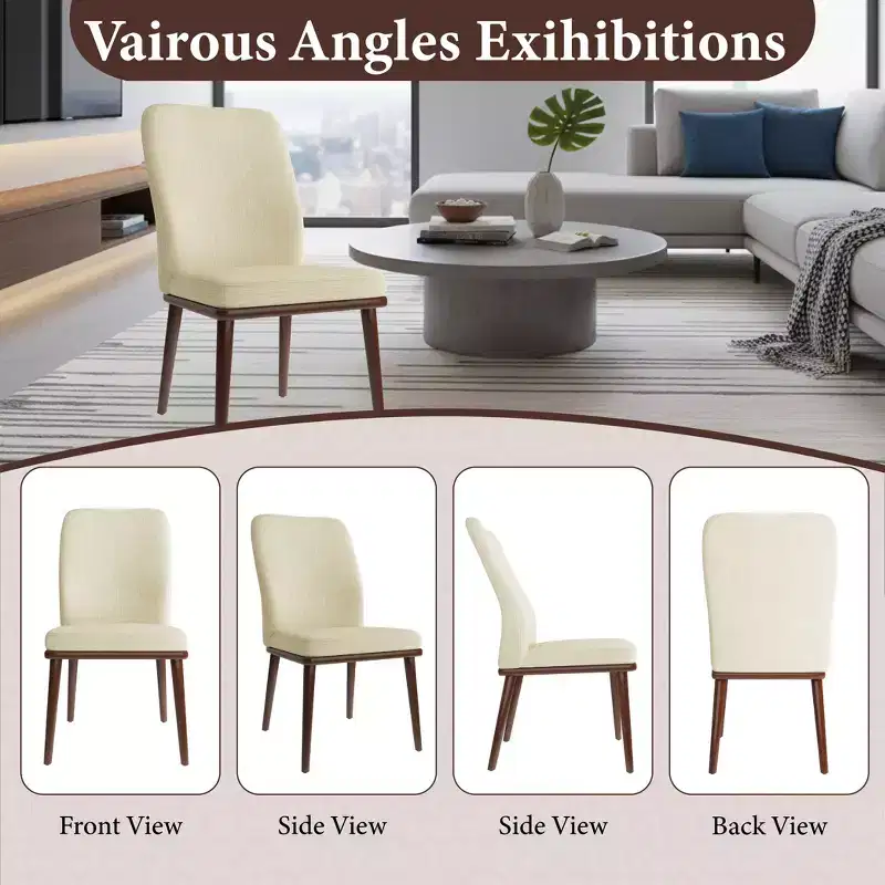 Ora Maison Medieval Style Dining Chairs Set, Upholstered Seat with Padded Cushion, Wooden Frame & Legs, Easy Assembly Accent Chairs for Dining Room