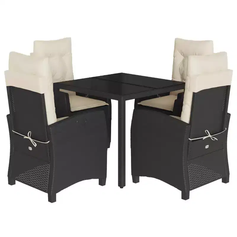 vidaXL Modern Outdoor Dining Set with Cushions - Poly Rattan