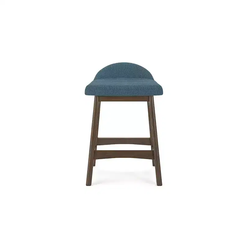 Signature Design by Ashley Lyncott Counter Height Upholstered Barstool with Foam Cushion, Set of 2, Blue