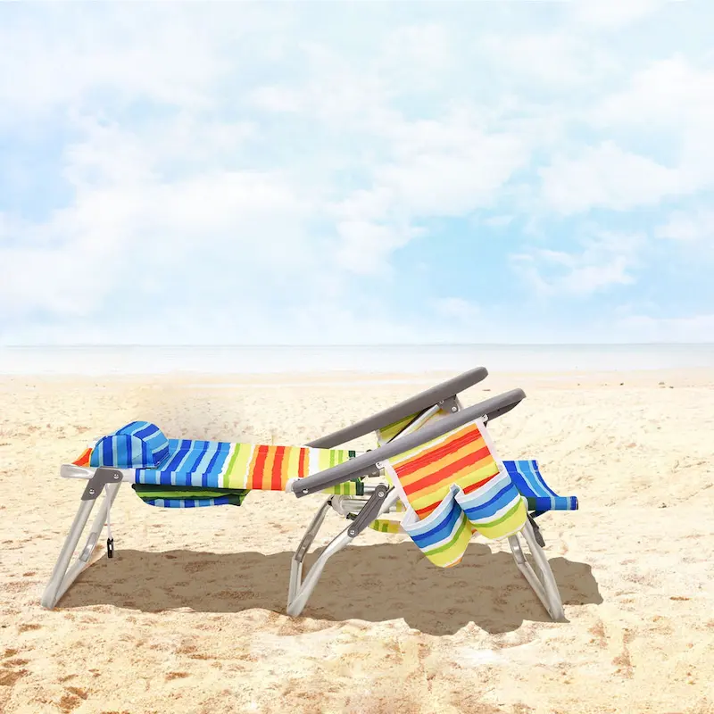 Gymax 2PCS Folding Beach Backpack Chair Reclining Camping Chair w/ - See Details