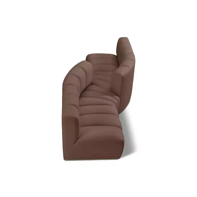 Meridian Furniture,Arc Brown Vegan Leather Modular Sofa