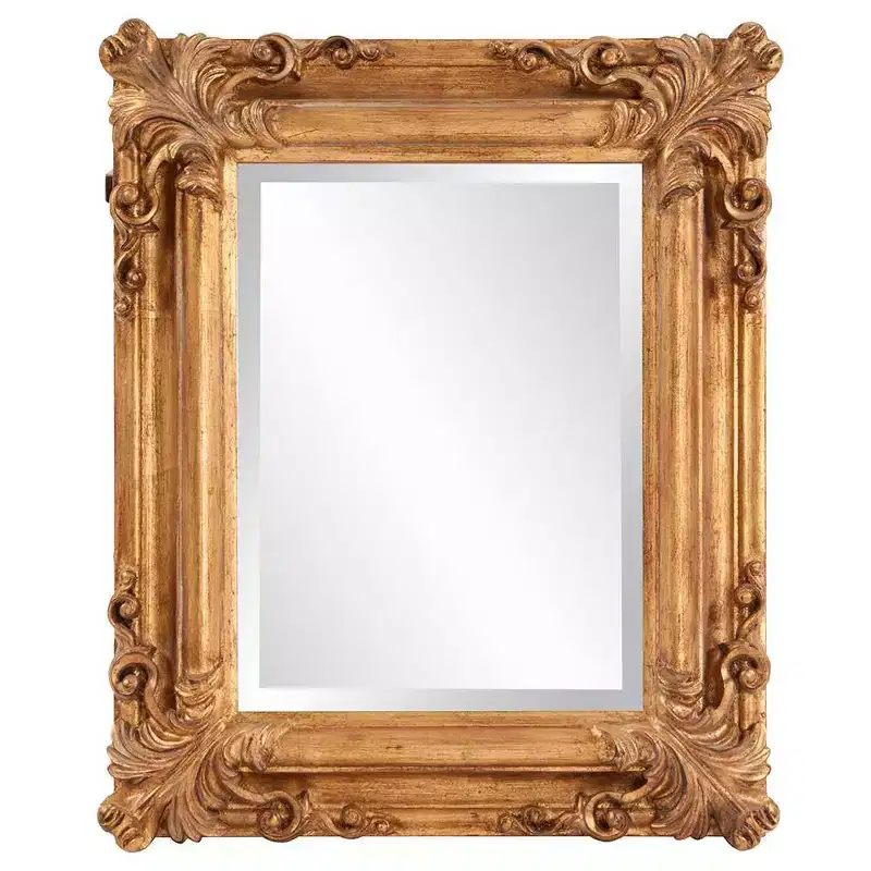 Howard Elliott 23"x20" Wood Frame Edwin Decorative Wall Mirror Gold: Beveled Glass, Antique Style, Vertical/Horizontal Mount