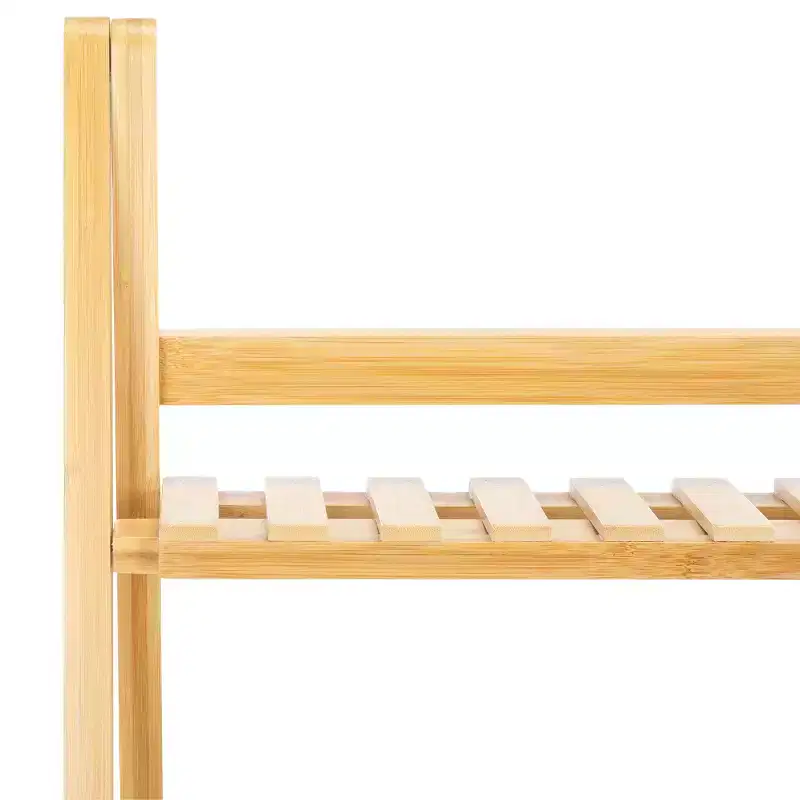 4-Tier Bamboo Ladder Bookshelf, Natural Finish, Open Back Display Shelf