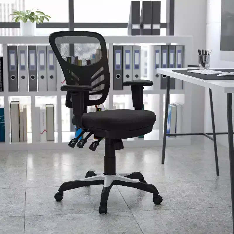 Mid-Back Black Mesh Multifunction Ergonomic Office Chair with Adjustable Arms