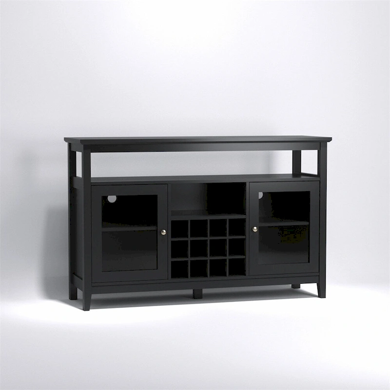 Wood Sideboard Buffet with Wine Rack and Adjustable Shelves