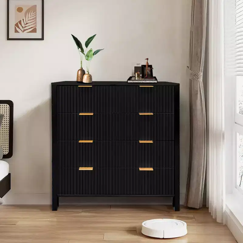 4 Fluted Drawer Dressers for Bedroom, Mid Century Modern Dresser for Bedroom Living Room Hallway Closet