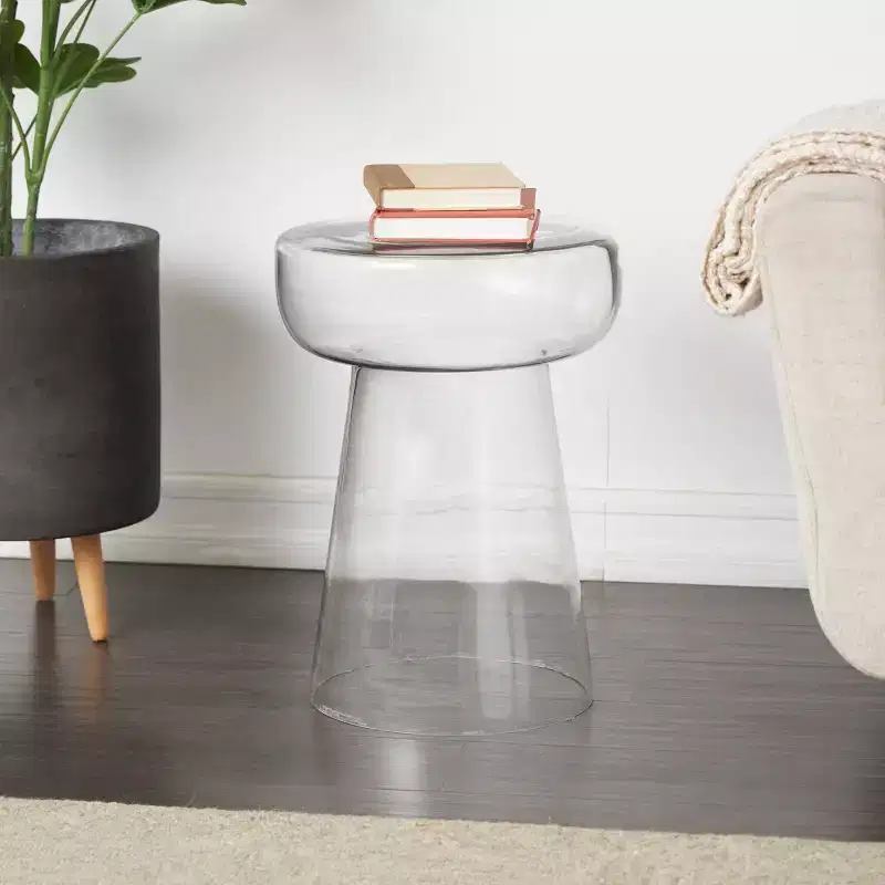 Glass Modern Pedestal Accent Table