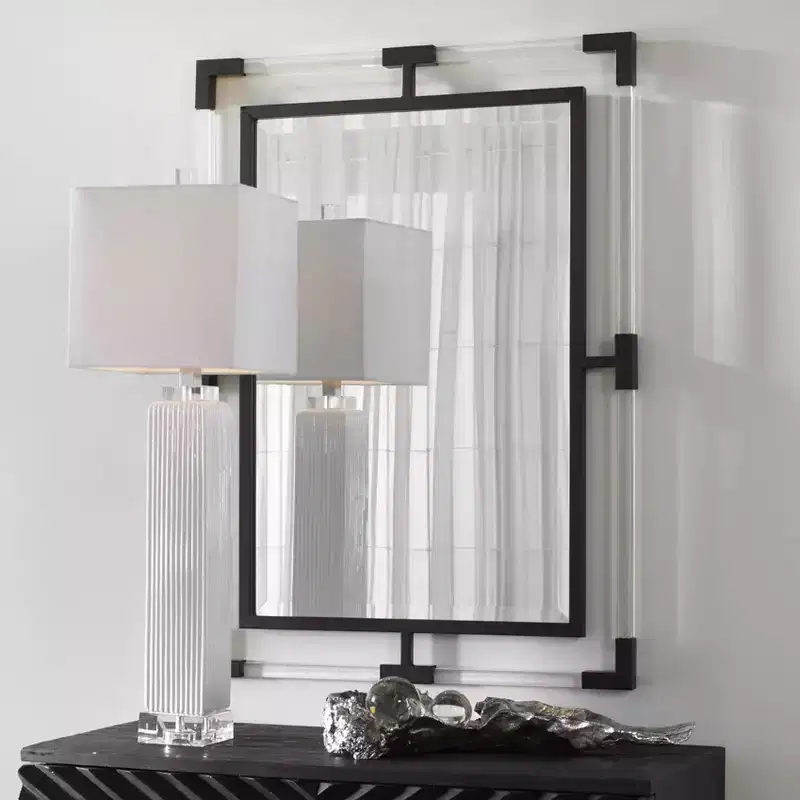 Uttermost Balkan Matte Black 28 x 38 Rectangular Wall Mirror