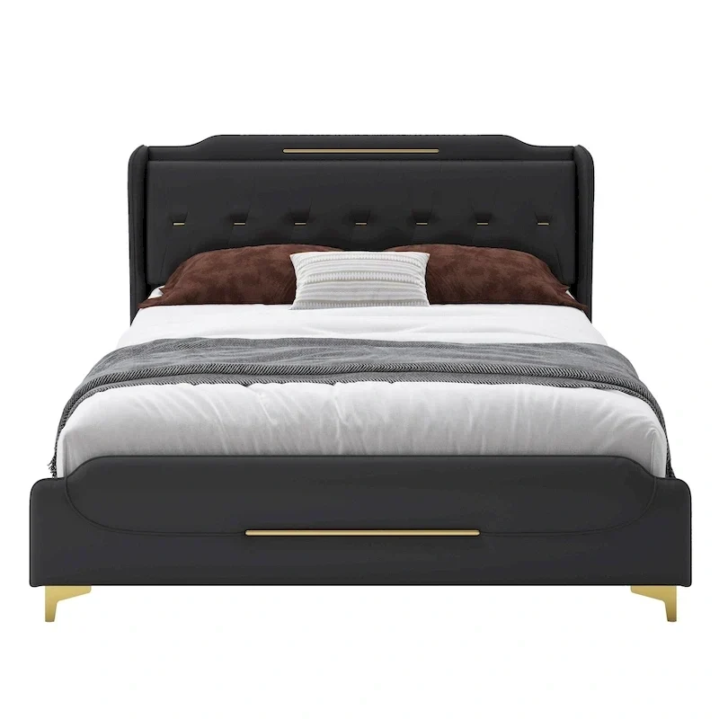 Modern Upholstered PU Leather Bed