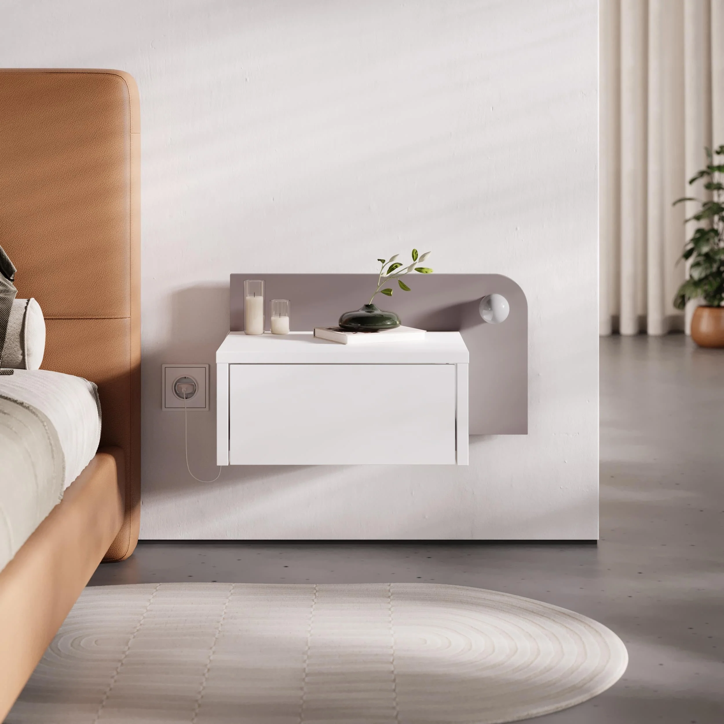 Wall Mounted Nightstand – Floating Bedside Table