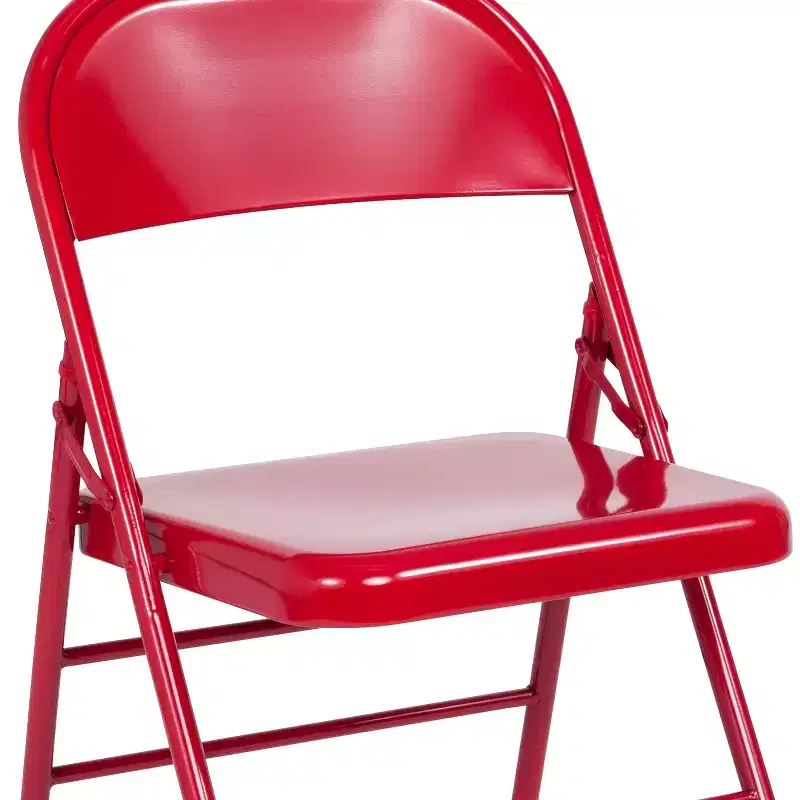 Emma and Oliver 4 Pack Triple Braced & Double Hinged Metal Folding Chair