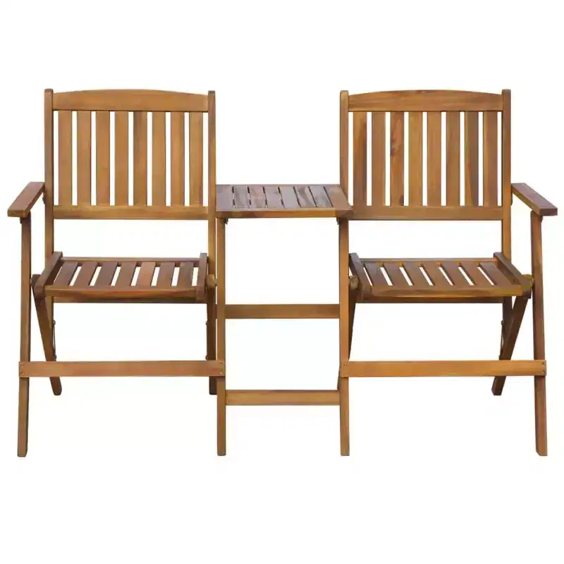 vidaXL Folding Patio Bench with Tea Table 55.1 Solid Acacia Wood