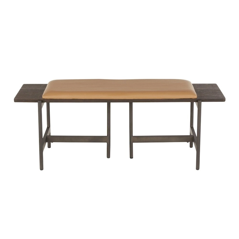 Chloe Contemporary Bench with Upholstered Seat & Wood Accent - N/A