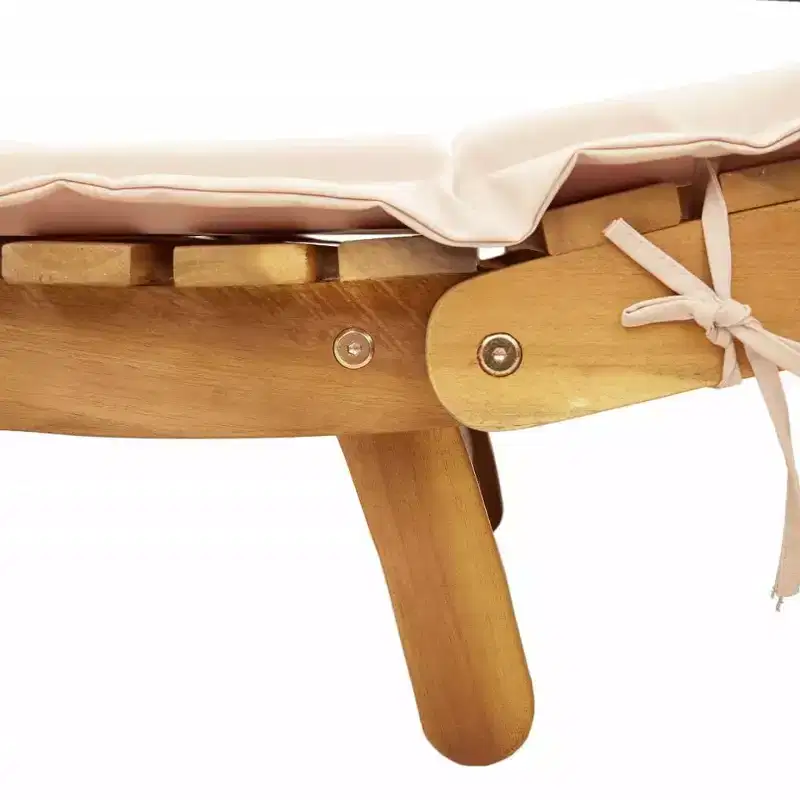 vidaXL Sunlounger Set of 2 Beige Solid Acacia wood Foldable Sunlounger