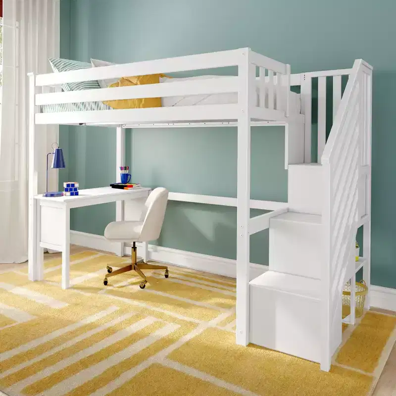 Classic Twin High Loft (ladder on end) + Desk + Staircase