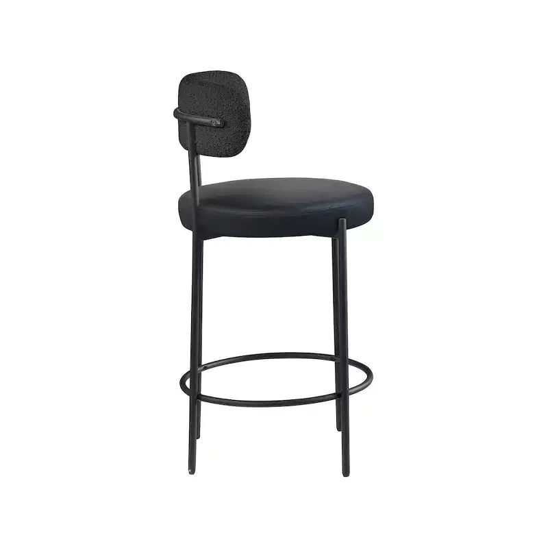 Meridian Furniture,Beacon Black Vegan Leather Seat Stool, Set of 2