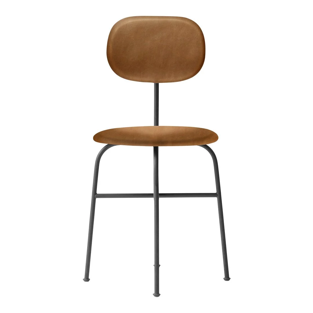 Bauhaus Minimalist Fully Upholstered Side Chair with Clean-Line Steel Frame for Dining Room