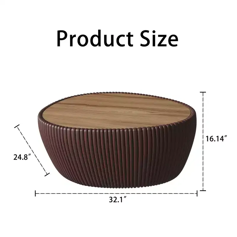 Sintered Stone & Leather Coffee Table 16.14''H x 32.1''L x 24.8''W