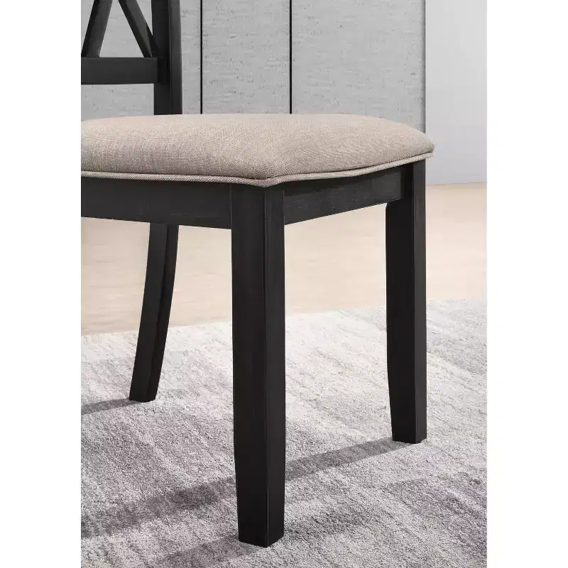Arroyo 7-Piece Dining Set, Hairpin Dining Table with 6 Cross-back Chairs, Rich Black
