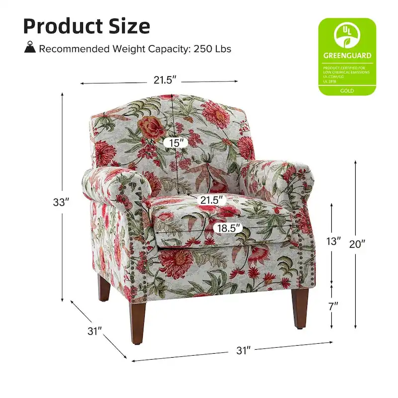 Giampiero Wooden Upholstery Armchair with Nailhead Trims by HULALA HOME