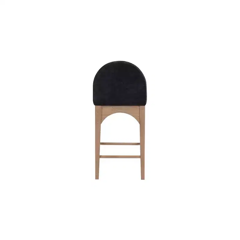Meridian Furniture,Waldorf Black Chenille Fabric Stool