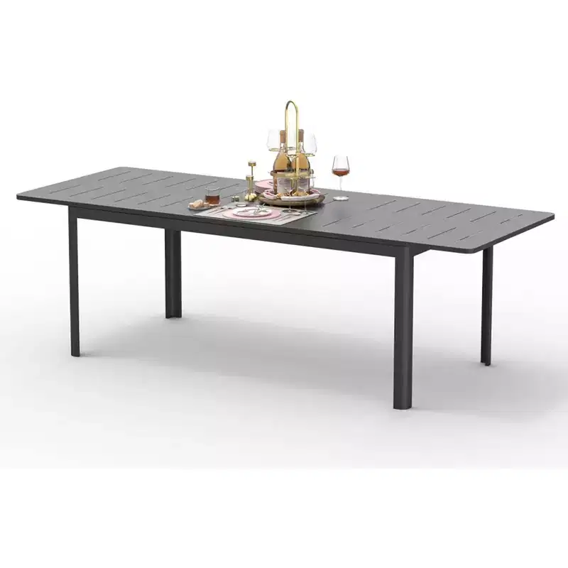 Outdoor Patio Expandable 65-95 Dining Table, Metal Aluminum 6-8 Person Rectangular Table