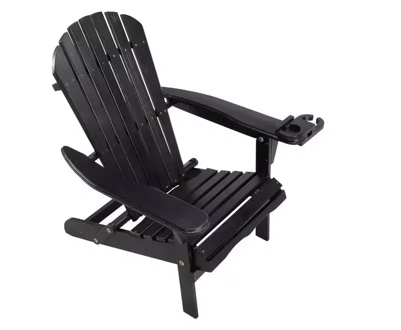 Jiallo Foldable Adirondack Chair with cup holder Conversation Set, 2 Foldable Adirondack Chairs with cup holders with Ottoman