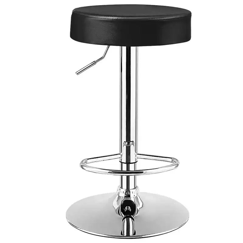 PU Leather Adjustable Swivel Round Bar Stool with Footrest