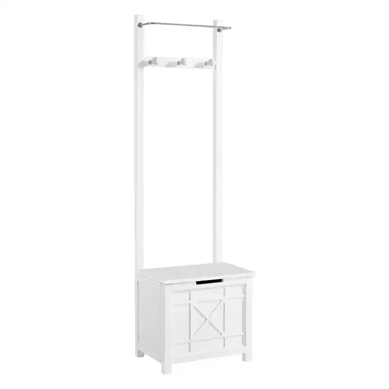 Derby Laundry Hamper Seat and Towel Rack White - Alaterre Furniture